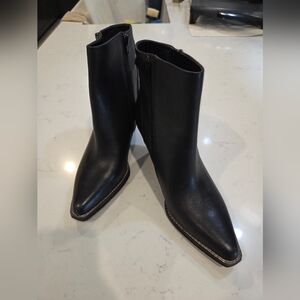 Zodiac Sleek Black Leather Ankle Booties